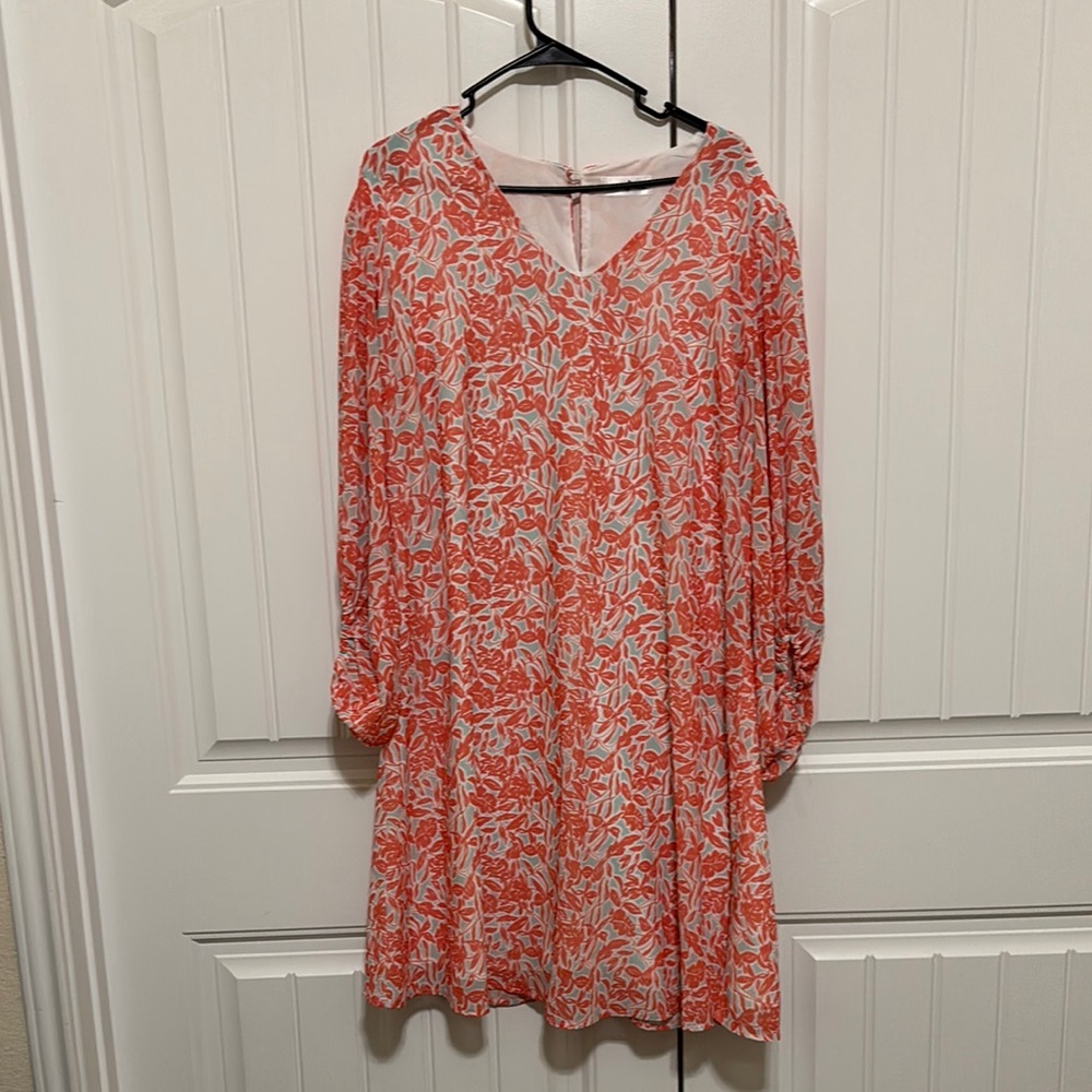 Perfectly Priscilla Floral Long Sleeve Dress - Coral